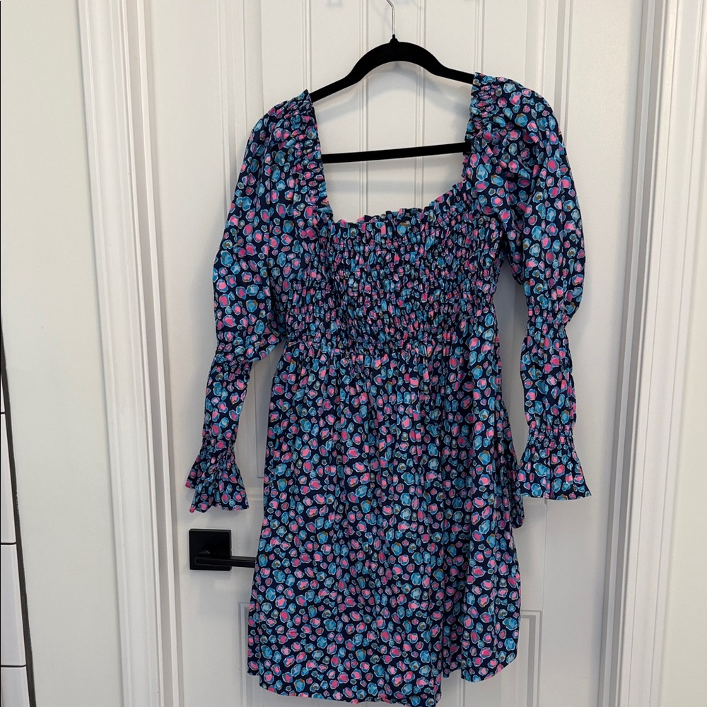 Lilly Pulitzer Long Sleeve Floral Dress - Blue and Pink